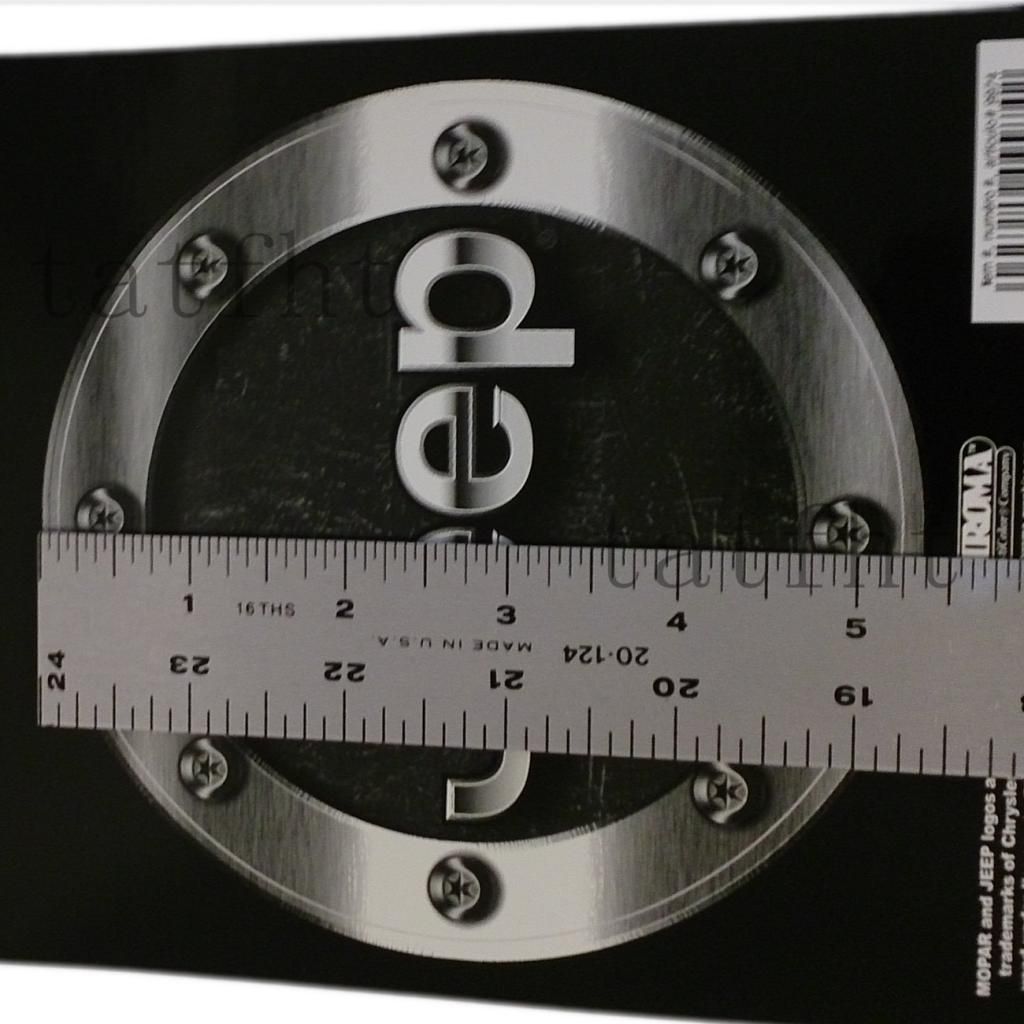 Jeep Gas Tank Cap Round Vinyl Machined/Chrome Look Logo Decal Sticker