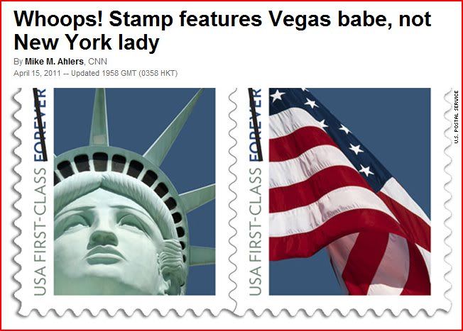 statue of liberty stamp mix up. statue of liberty stamp vegas.