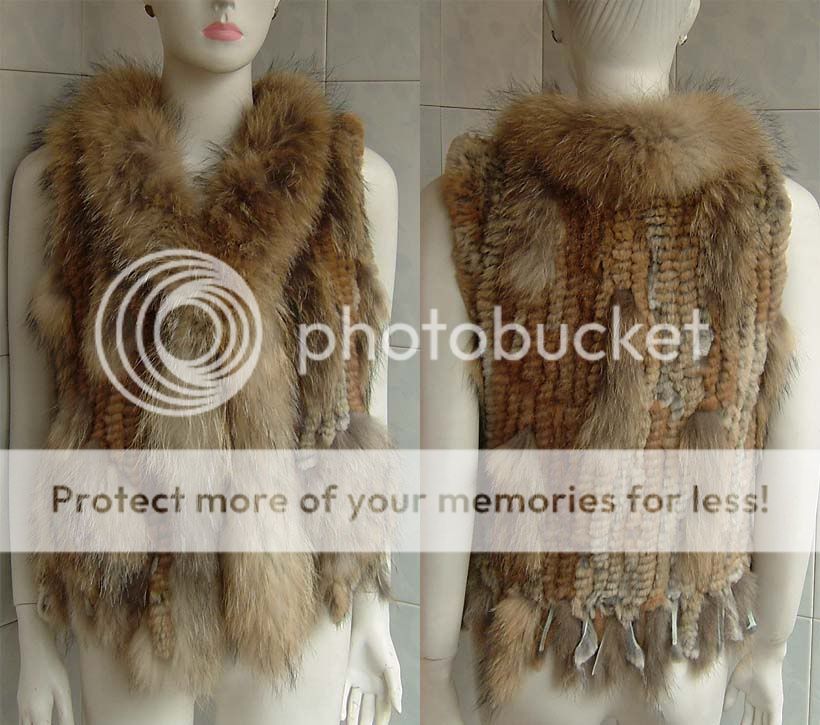 6Colors HRE13 Rabbit Fur vest + Raccoon trim Scarf  