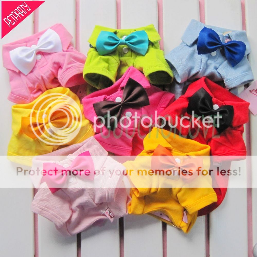 Dog Pet Apparel T Shirt POLO BOW TIE Crew Clothes NEW ★  